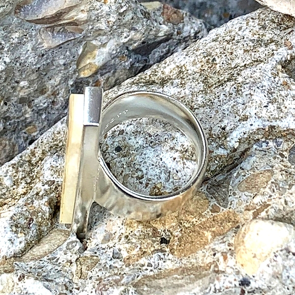 NEW Kendra Scott Collins Cocktail Ring in Silver White Abalone- Size 6 - Picture 7 of 8